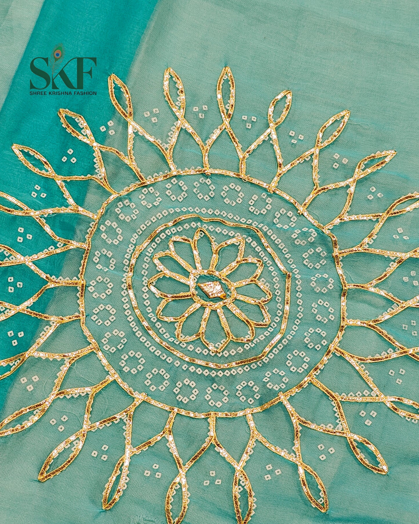 DIAMOND CHIFFON BHANDHANI KACHAGOTTA WORK SKYBLUE SAREE BY SKFBHOLUBHAI
