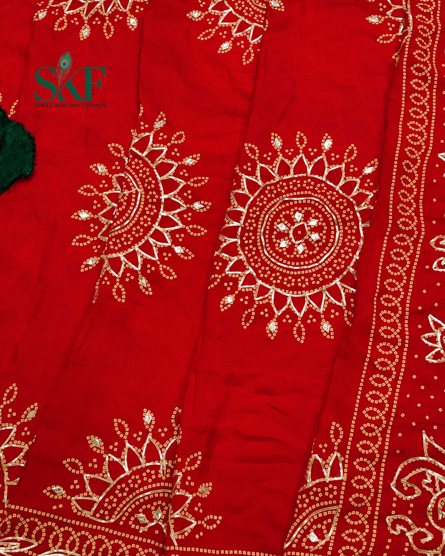 MODAL SILK BHANDHANI KACHAGOTTA WORK RED SAREE BY SKFBHOLUBHAI
