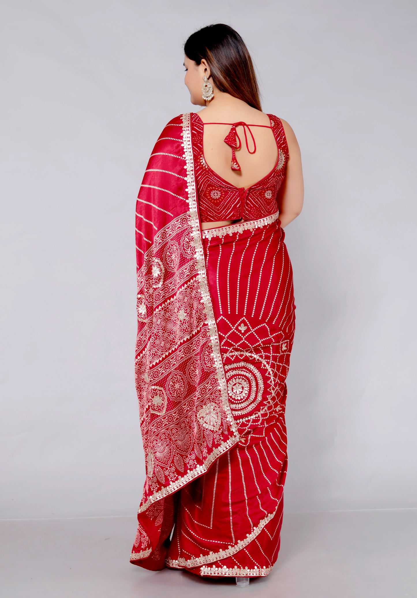 GAJJI SILK BHANDHANI GOTTAWORK RED SAREE BY SKFBHOLUBHAI