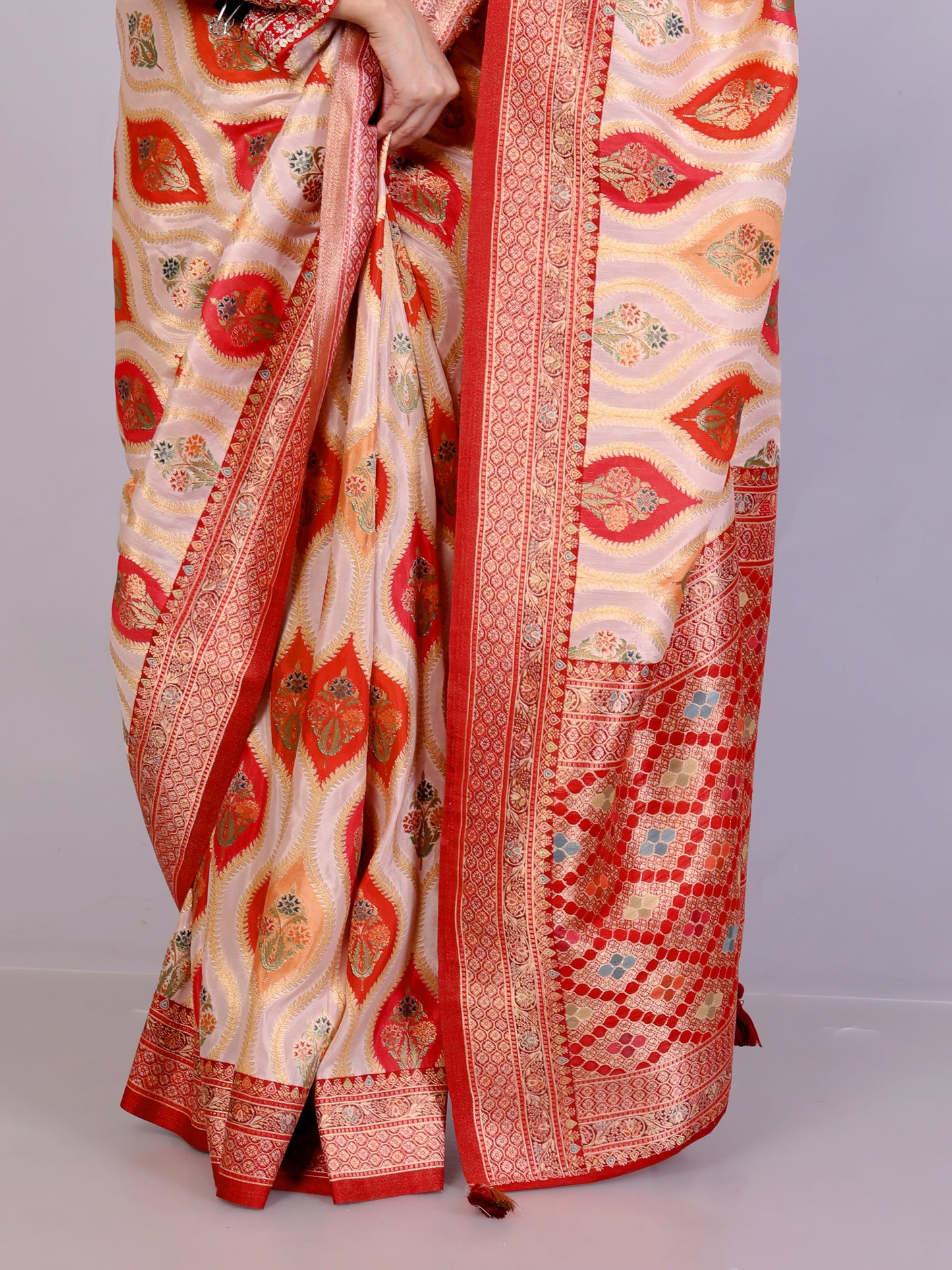 JAMDHANI SILK MULTI WEAVING RED SAREE BY SKFBHOLUBHAI