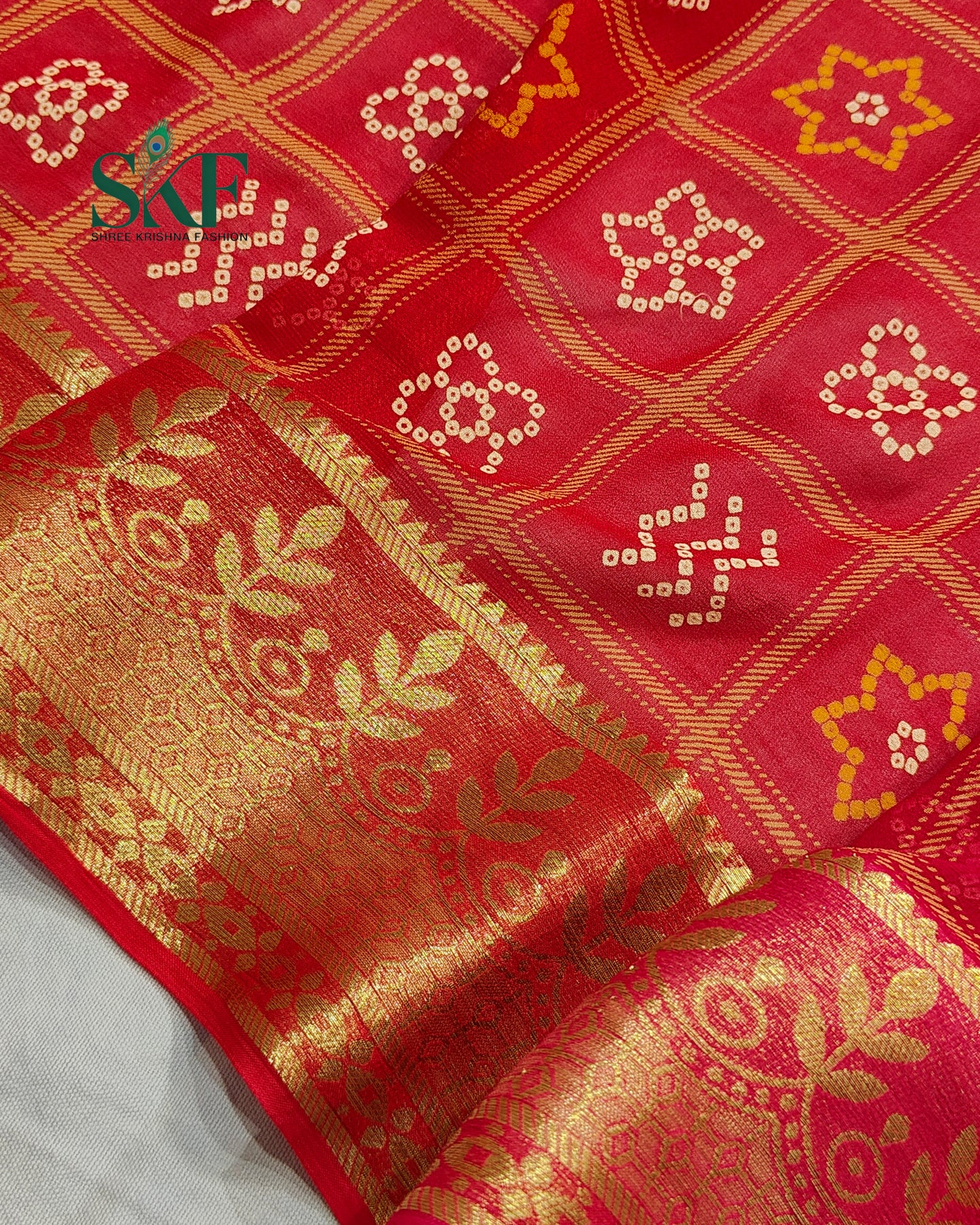 GEORGETTE GHATCHOLA BHANDHANI OMBREDYE WEAVING SAREE BY SKFBHOLUBHAI