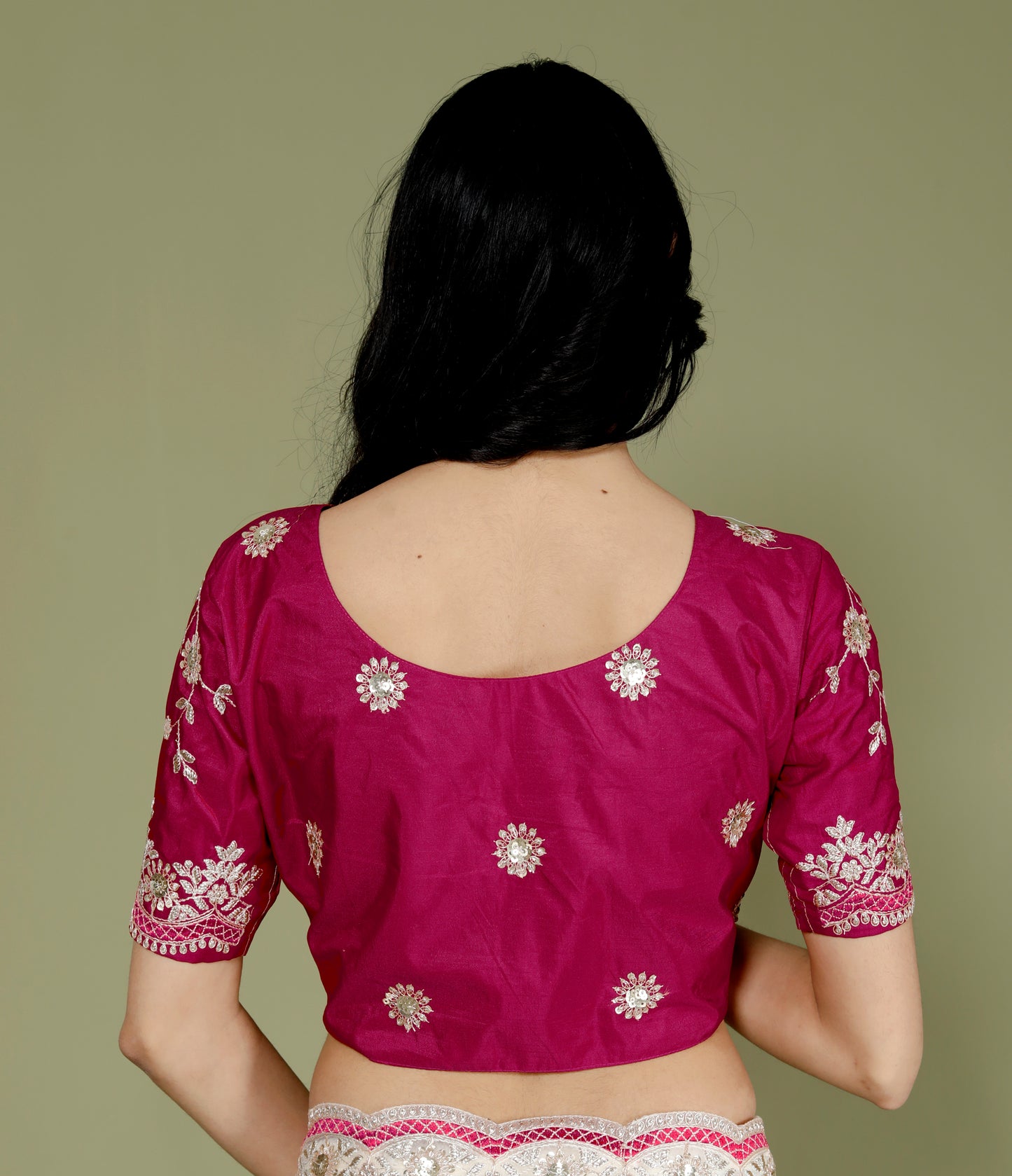 NEAT ORGANZA ZARI EMBROIDERY CUTWORK STICH BLOUSE IVORY SAREE BY SKFBHOLUBHAI