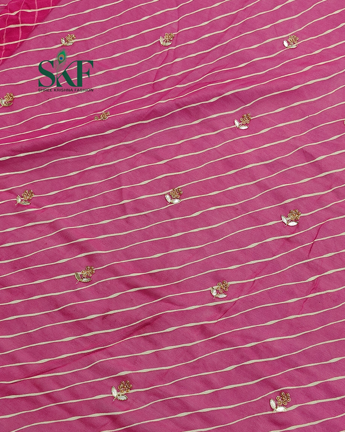 GEORGETTE LEHRIYA GOTTA HANDWORK BUTTY PINK SAREE BY SKFBHOLUBHAI