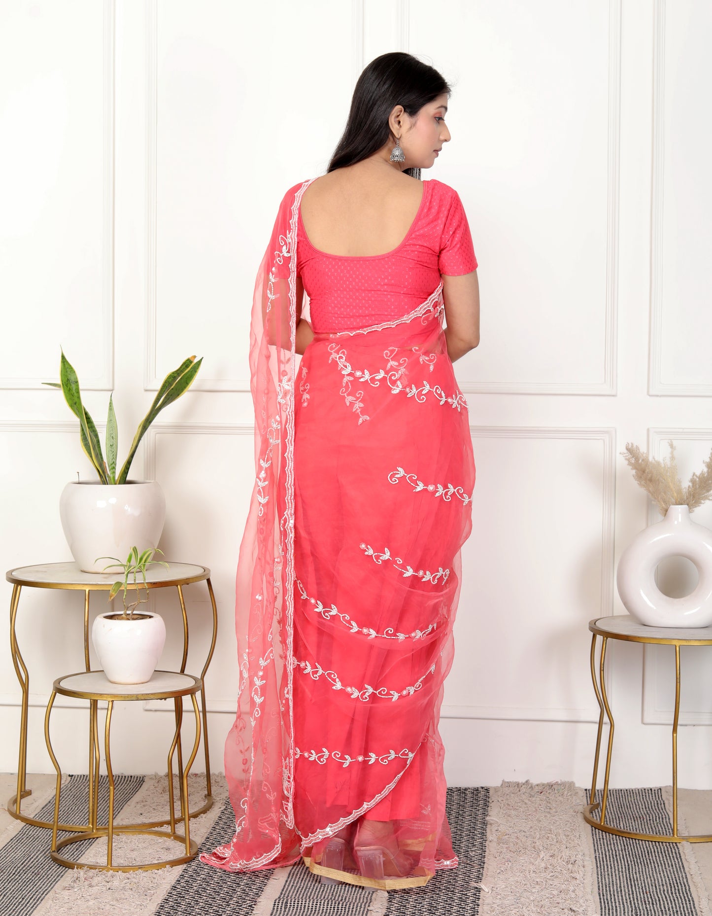 ORGANZA PEARL HANDWORK SAREE