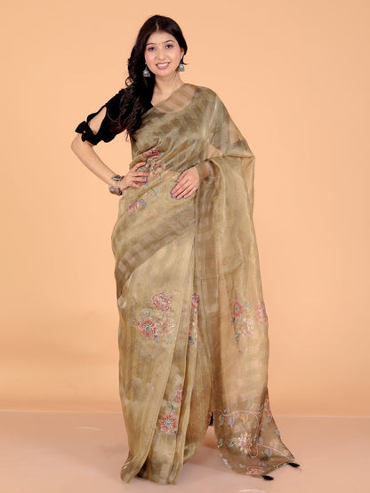 Pure Tissue Pita Work Floral Saree