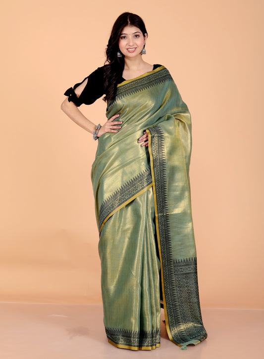 Pure Viscose Tissue Zari Weaving Saree