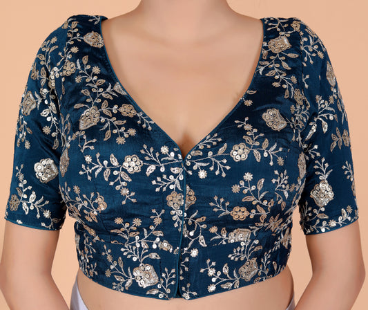 Chinon Sequence Zari Embroidery Blouse