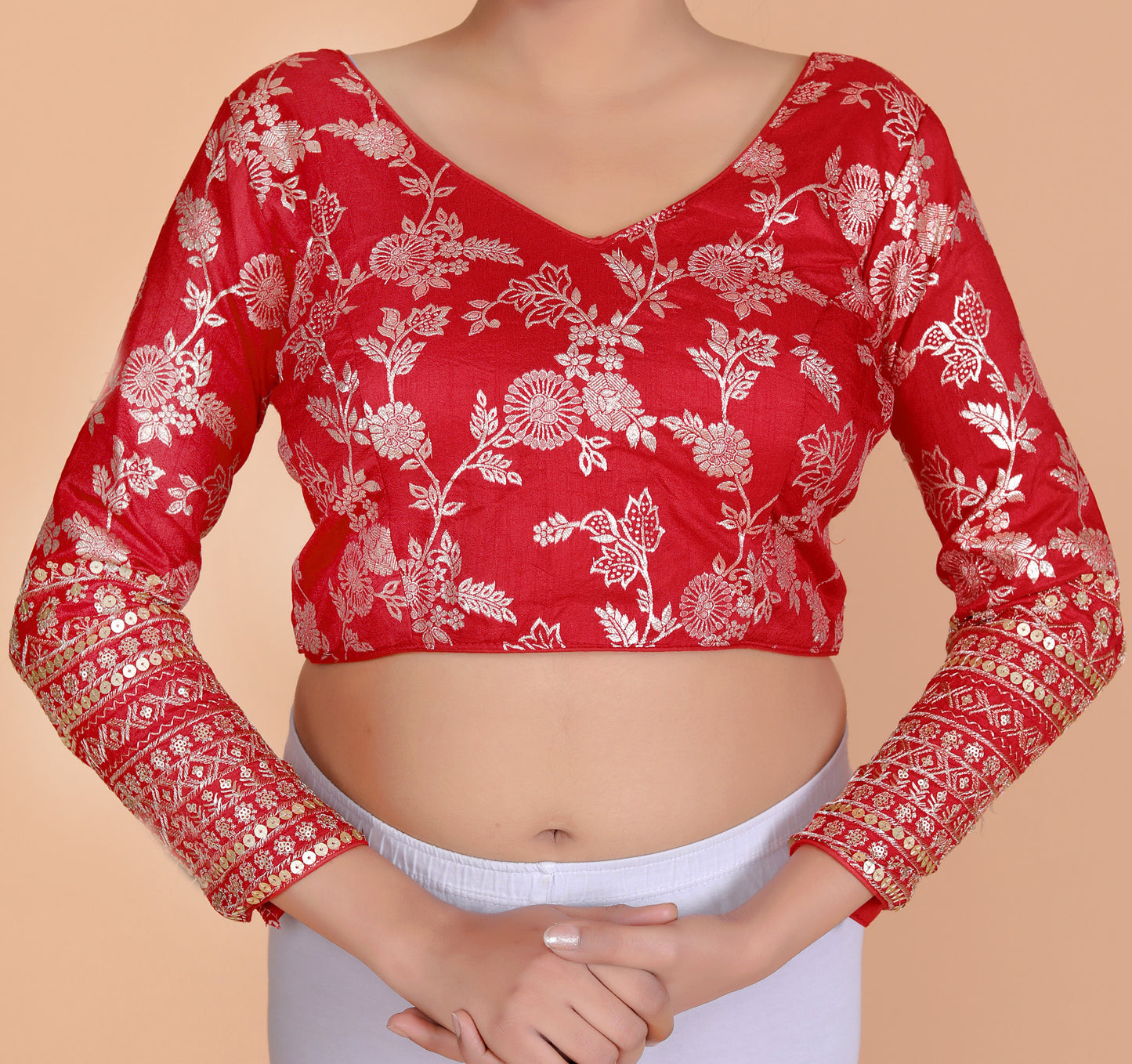 Jackquard Silk Zari Embroidery Blouse