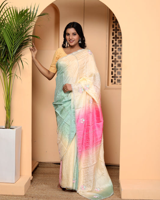 JAIPURI MULTIDYE HANWORK SAREE