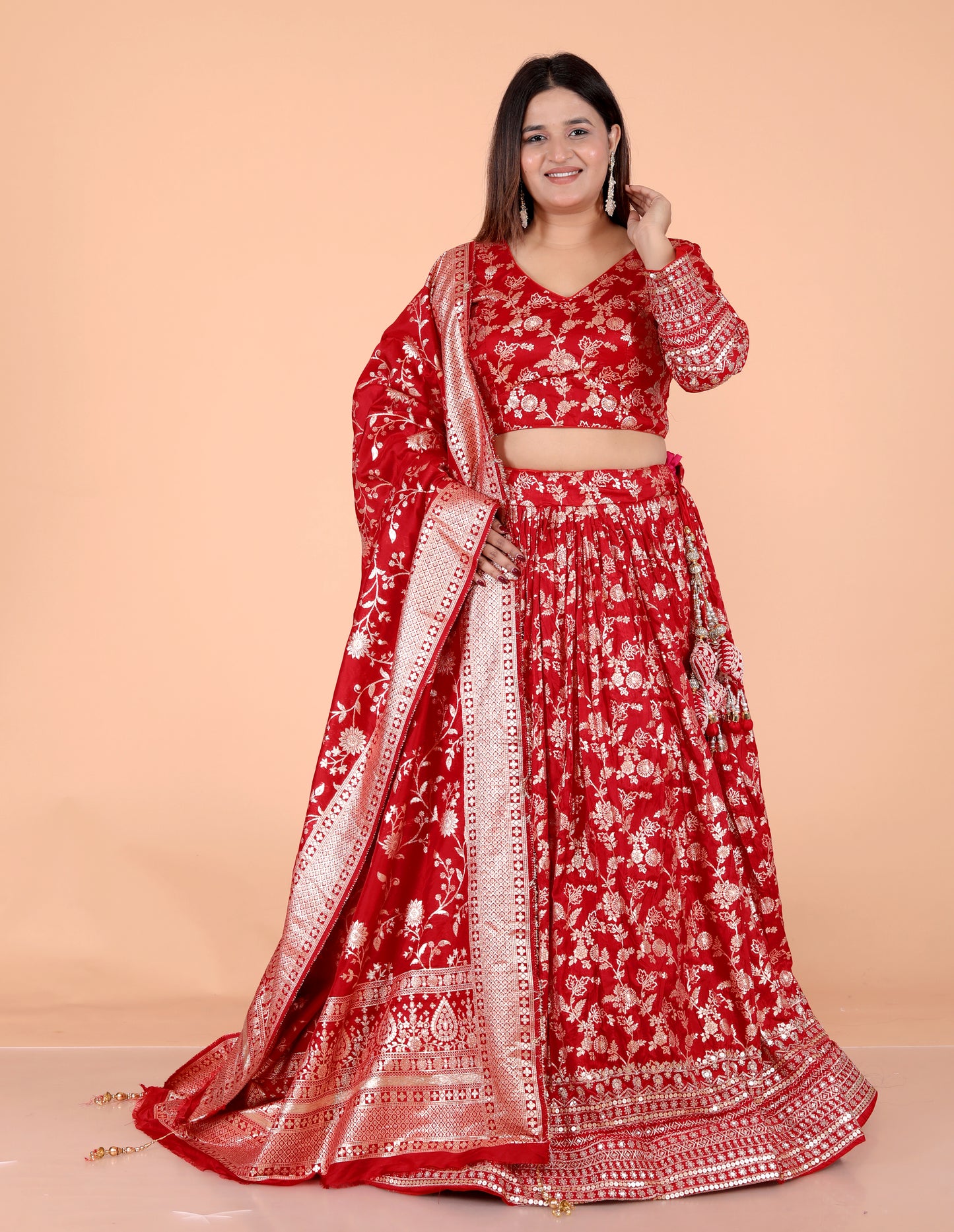 Pure Jaccquard Silk Zari Weaving Lehnga