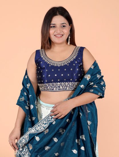 JAIPURI JACCQUARD SILK HANDWORK  LEHNGA