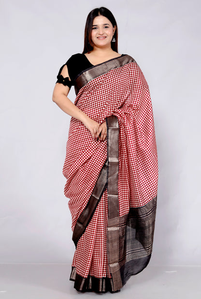OPADA SILK CHEKERED WEAVING SAREE BY SKFBHOLUBHAI