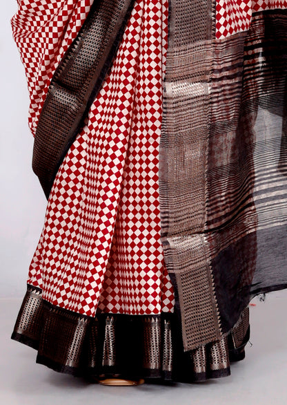 OPADA SILK CHEKERED WEAVING SAREE BY SKFBHOLUBHAI