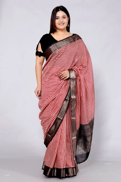 OPADA SILK CHEKERED WEAVING SAREE BY SKFBHOLUBHAI