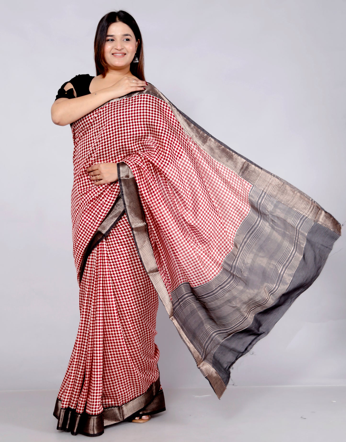 OPADA SILK CHEKERED WEAVING SAREE BY SKFBHOLUBHAI