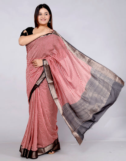 OPADA SILK CHEKERED WEAVING SAREE BY SKFBHOLUBHAI