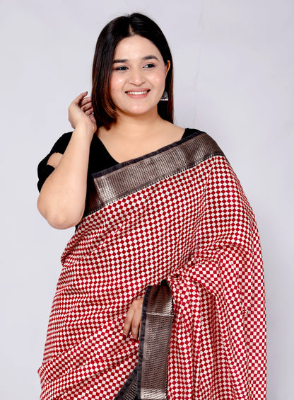 OPADA SILK CHEKERED WEAVING SAREE BY SKFBHOLUBHAI