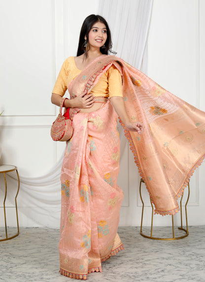 MULTI THREAD SILK WEAVING SAREE