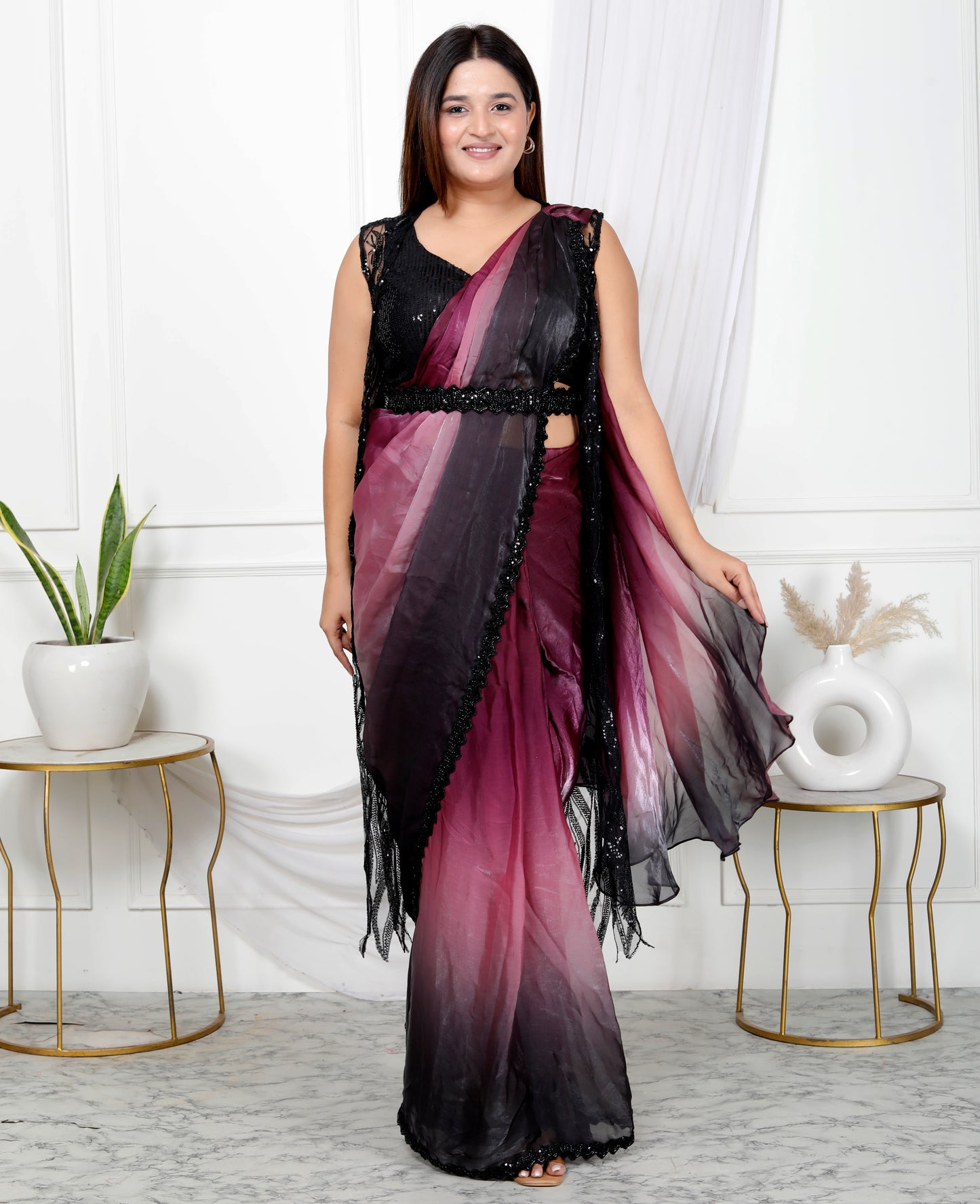 STYLISH SHRUG STICH SAREE