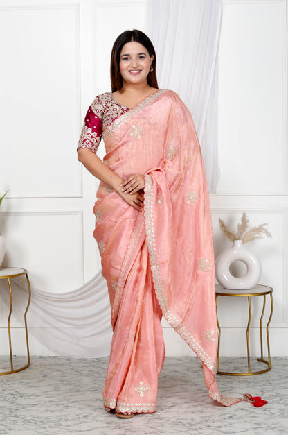 TISSUE SHIMMER GOOTA PATTI SAREE