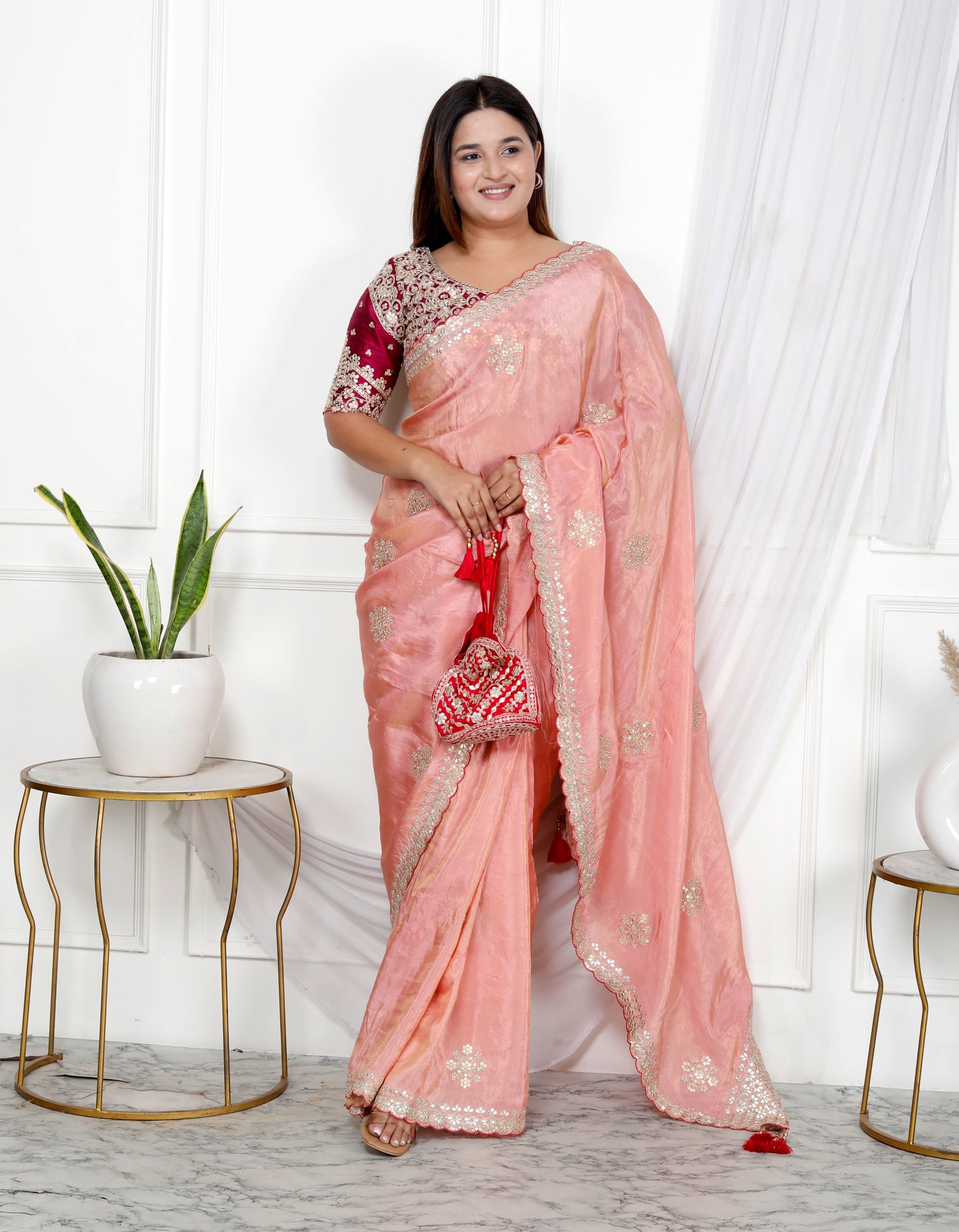 TISSUE SHIMMER GOOTA PATTI SAREE