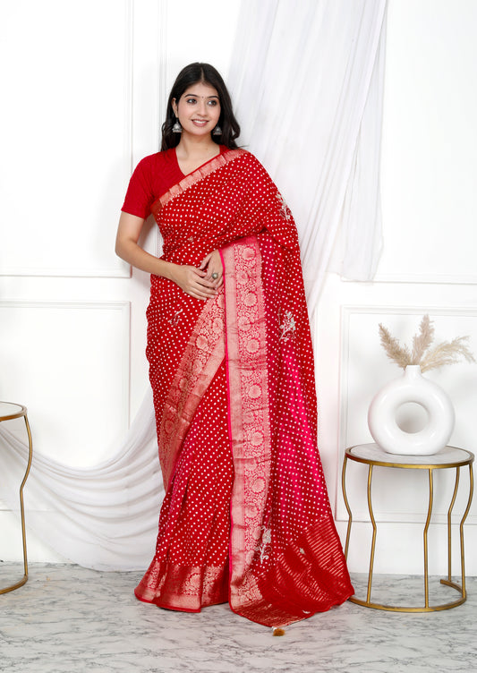 JAIPURI BHANDEJ HANWORK SAREE