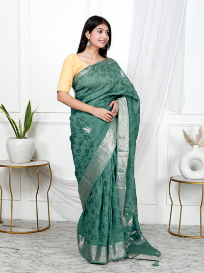 JAIPURI HANDWORK JACQUARD SAREE