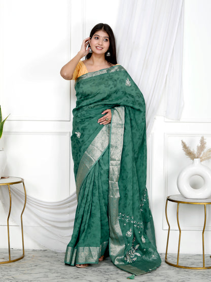 JAIPURI HANDWORK JACQUARD SAREE