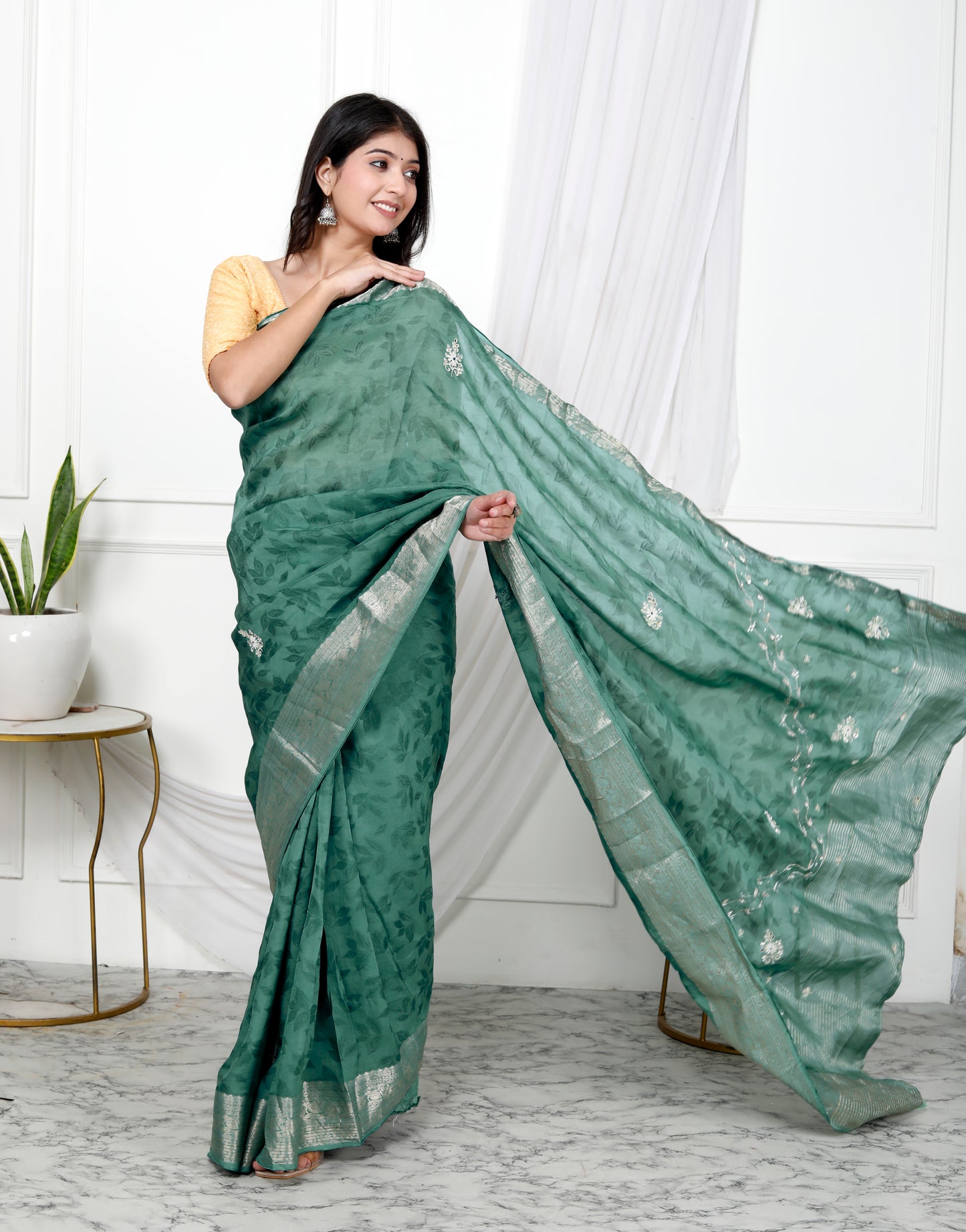 JAIPURI HANDWORK JACQUARD SAREE