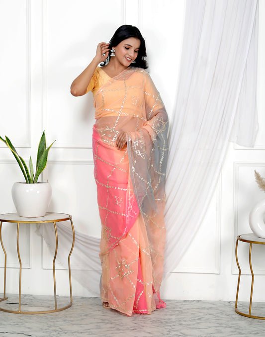 CHIFFON KACHA GOTTA SAREE