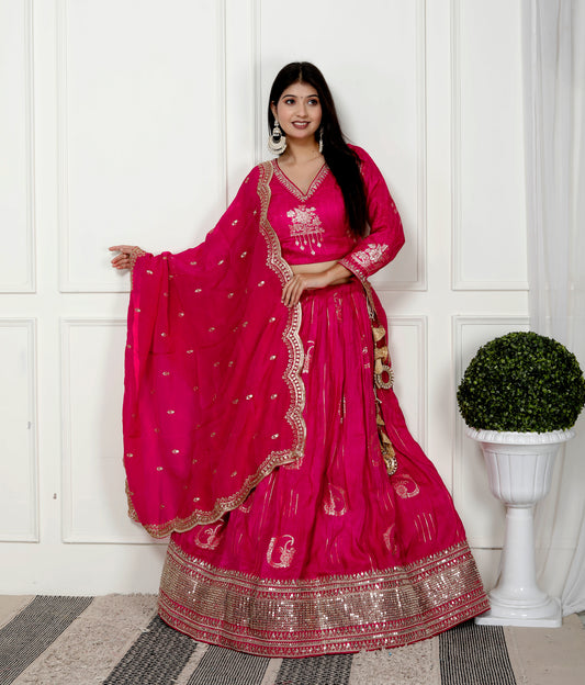 GULABI SEQUENCE SILK LEHNGA