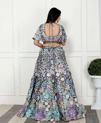 SEQUENCE FLORAL FOREST LEHNGA