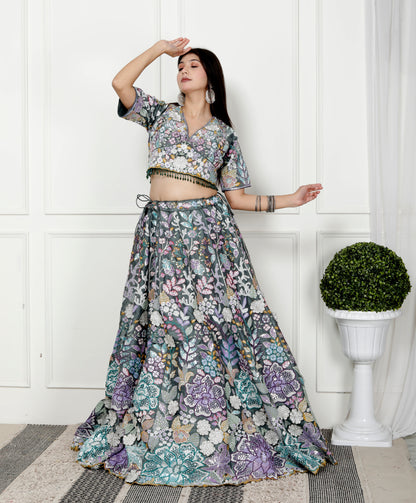 SEQUENCE FLORAL FOREST LEHNGA