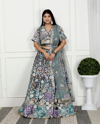 SEQUENCE FLORAL FOREST LEHNGA