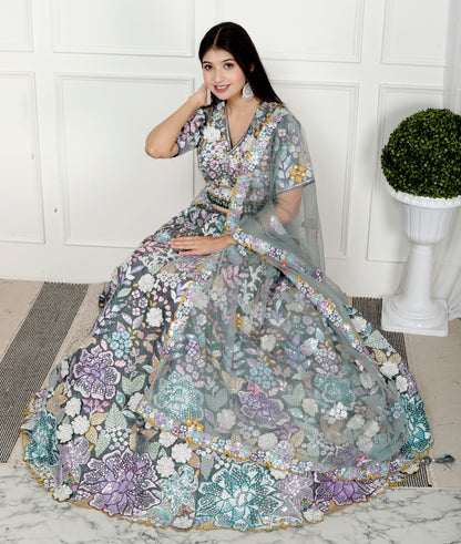 SEQUENCE FLORAL FOREST LEHNGA