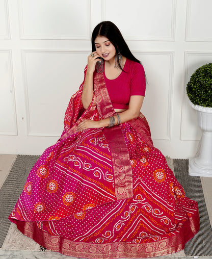 JAIPURI BHANDHANI PRINTED LEHNGA