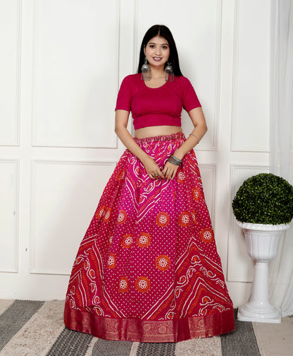 JAIPURI BHANDHANI PRINTED LEHNGA