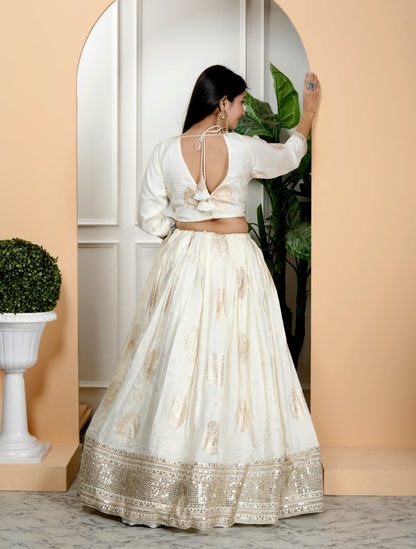 STYLISH IVORY SILK LEHNGA