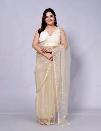 Roopgatha Pure Tissue Gotta Handwork Saree