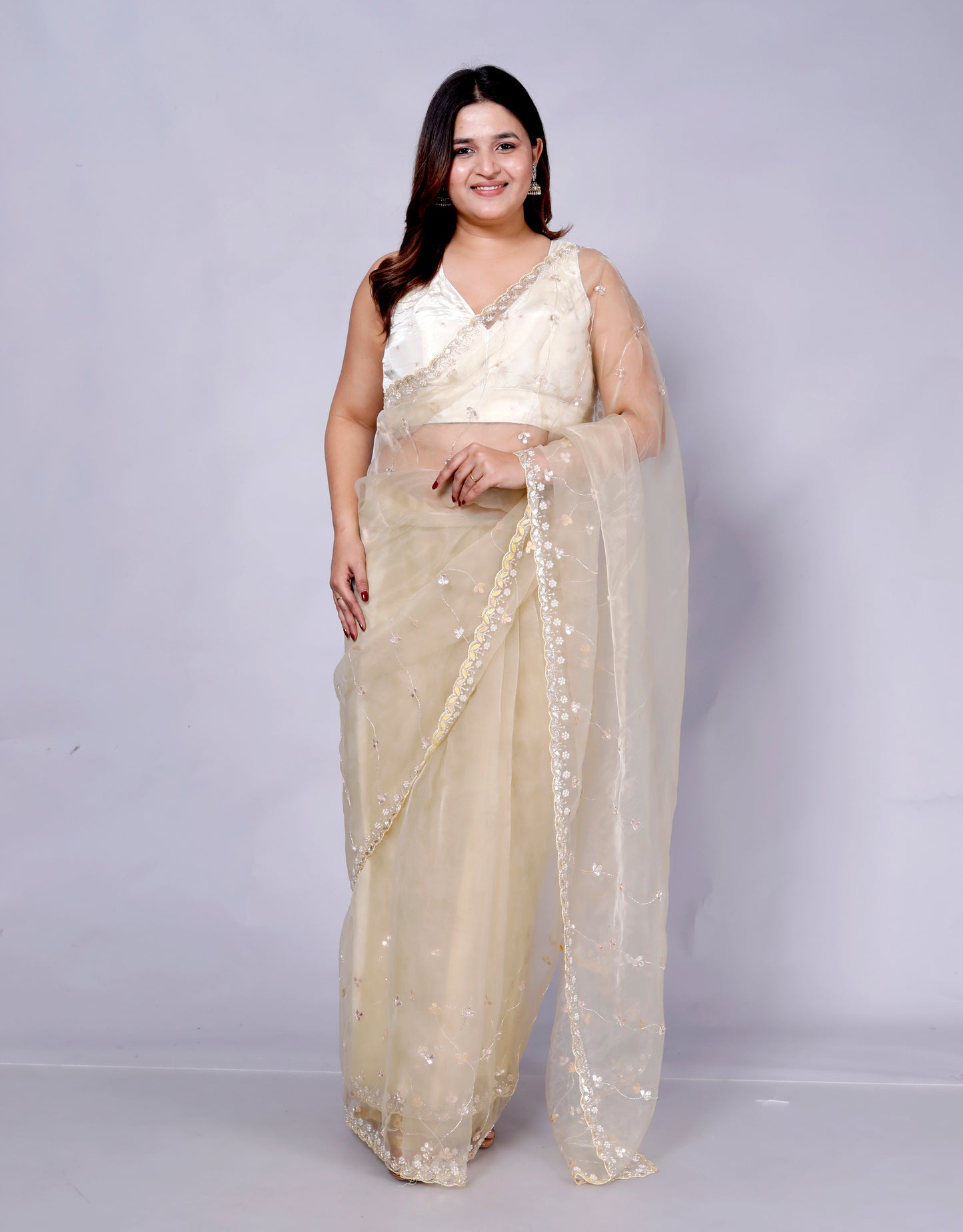 Roopgatha Pure Tissue Gotta Handwork Saree