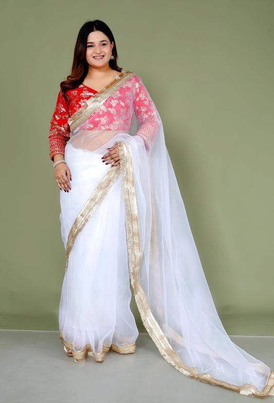 Roopgatha Pure Tissue Border Saree