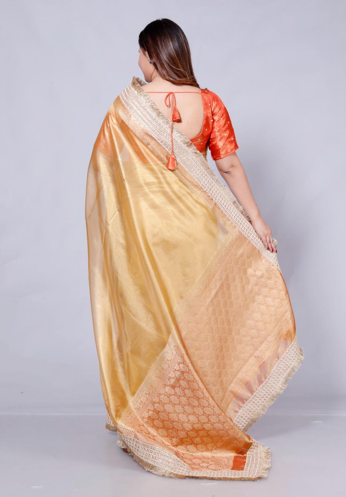 Roopgatha Banarsi Tissue Silk Border Saree