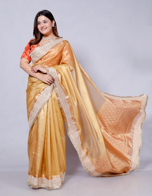 Roopgatha Banarsi Tissue Silk Border Saree