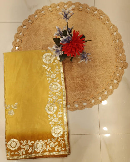 DOLA SILK TWO DIE KACCHA GOTA WORK SAREE BY SKFBHOLUBHAI