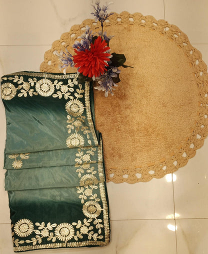DOLA SILK TWO DIE KACCHA GOTA WORK SAREE BY SKFBHOLUBHAI
