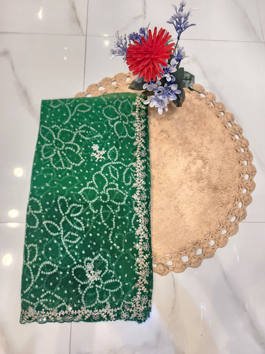 FESTIVAL SPECIAL BANDHEJ SAREE WITH PITTEN WORK BY SKFBHOLUBHAI