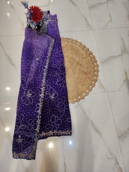 FESTIVAL SPECIAL BANDHEJ SAREE WITH PITTEN WORK BY SKFBHOLUBHAI