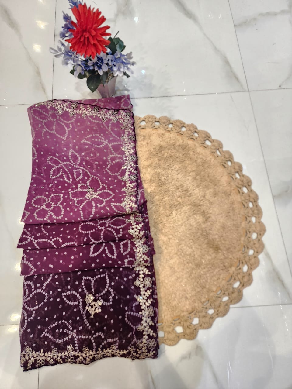 FESTIVAL SPECIAL BANDHEJ SAREE WITH PITTEN WORK BY SKFBHOLUBHAI