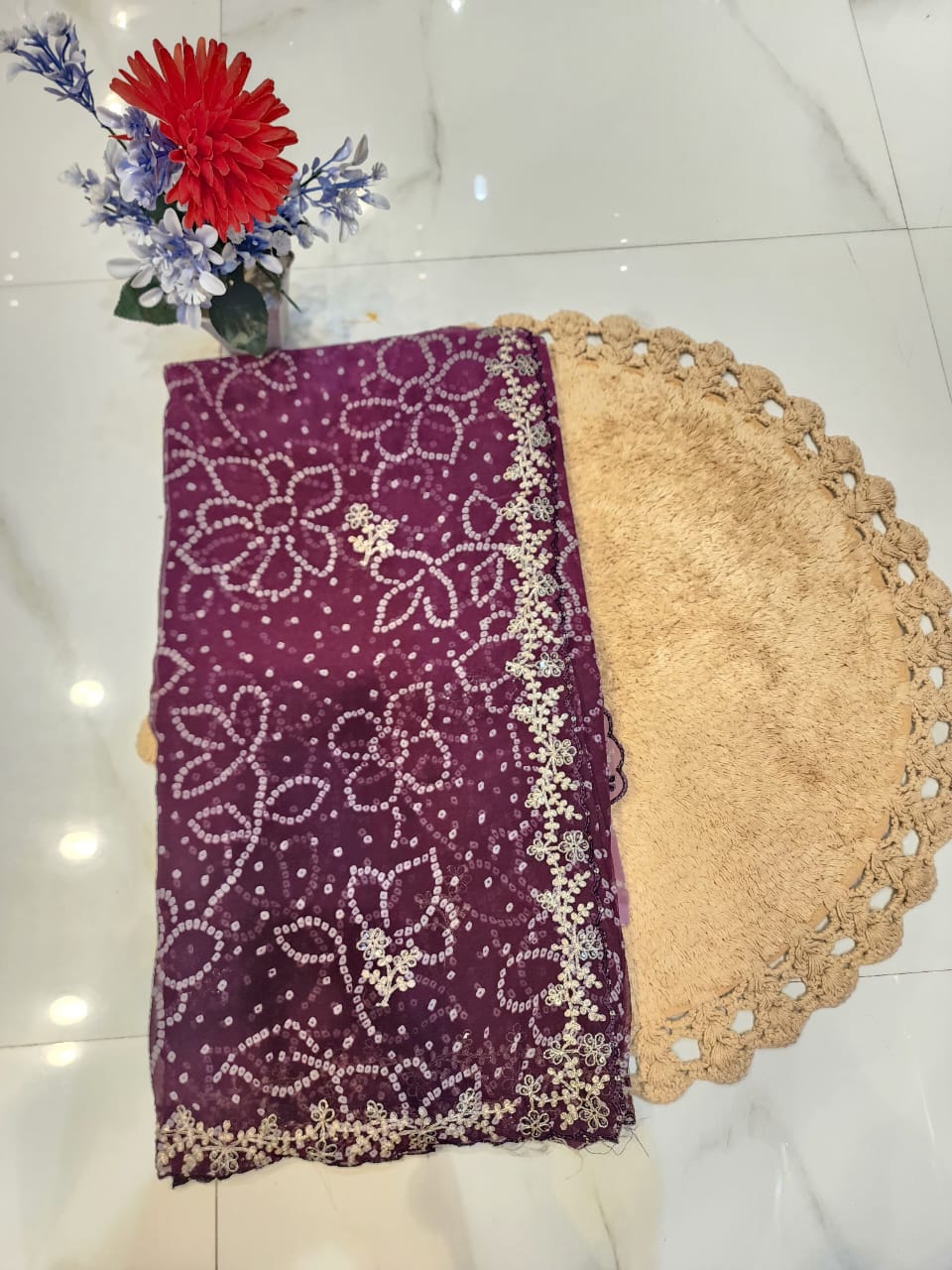 FESTIVAL SPECIAL BANDHEJ SAREE WITH PITTEN WORK BY SKFBHOLUBHAI