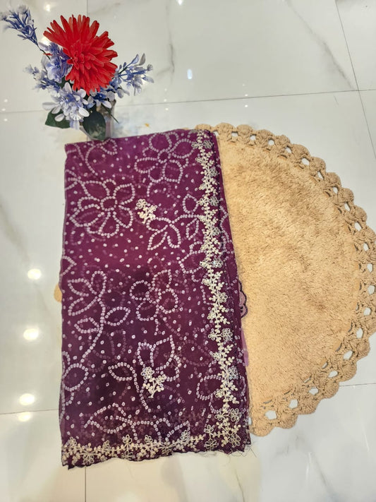 FESTIVAL SPECIAL BANDHEJ SAREE WITH PITTEN WORK BY SKFBHOLUBHAI